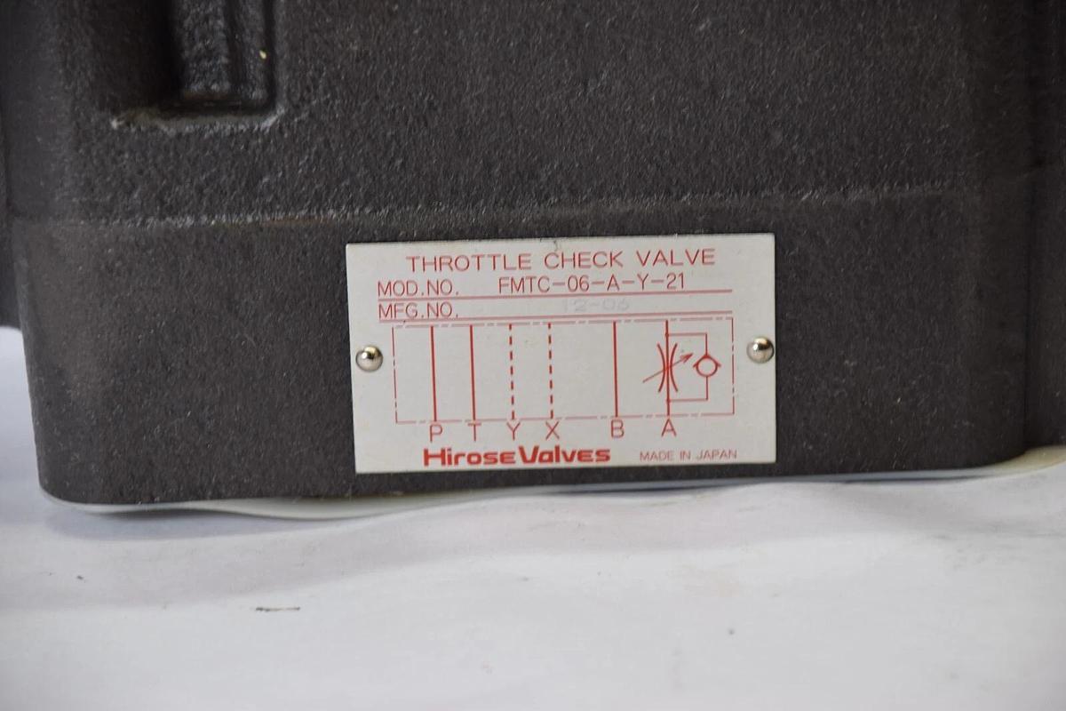 (NEW) HIROSE VALVES FMTC-06-A-Y-21 , FMTC06AY21 Throttle Check Valve