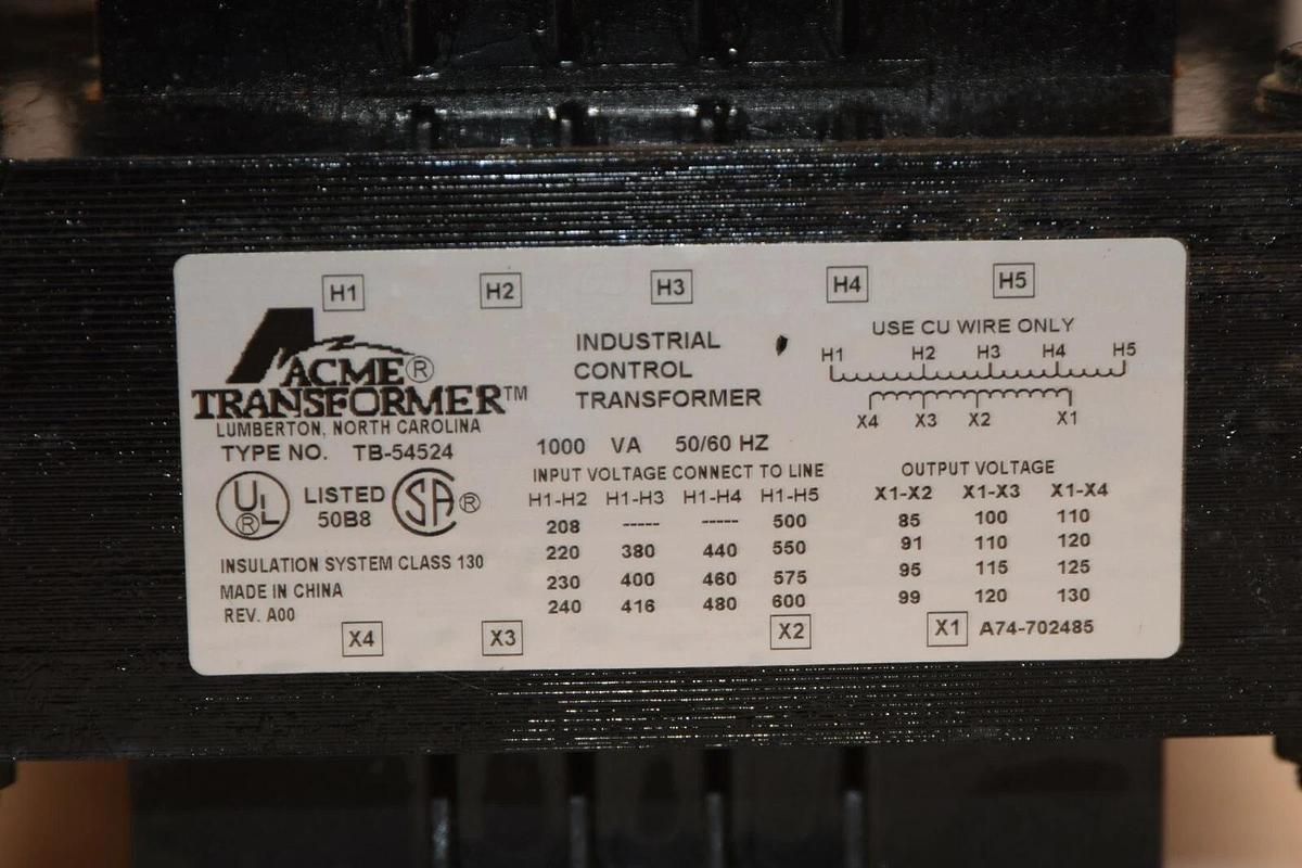 Used ACME TB-54524 TB54524 100Va 50/60Hz Transformer