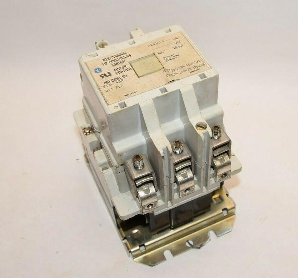 Used WESTINGHOUSE A201KFC Size 4DP 211 FLA Model K 120V, 60Hz Coil Contactor