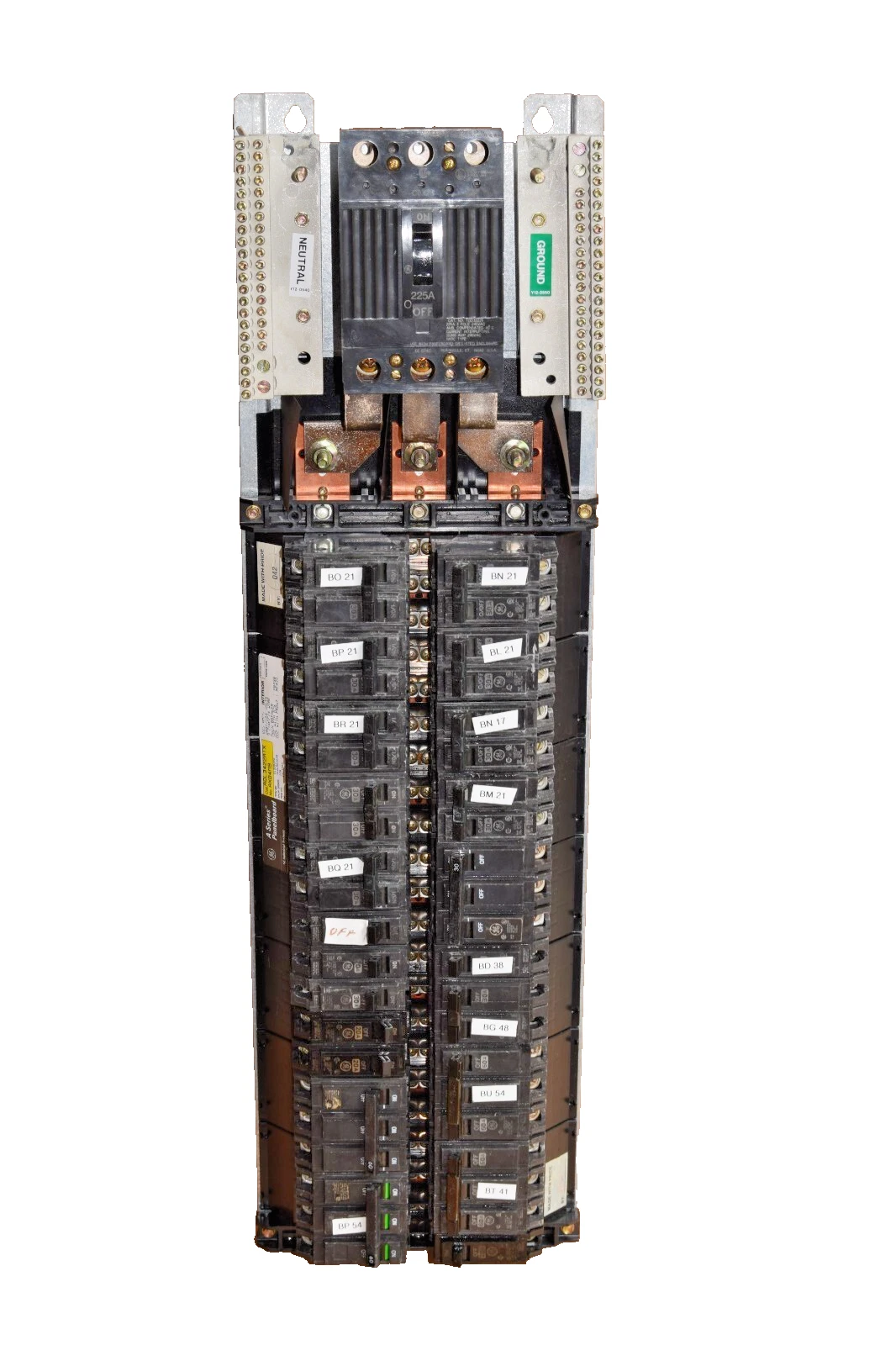 Used General Electric GE A Series Panelboard Interior 225A AQL3422ATX AXB4M9 3ph 4w