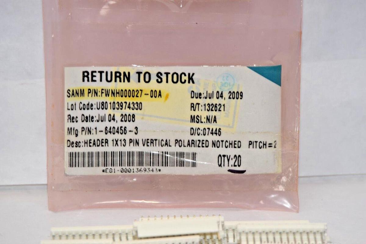 (NEW -Lot 20) 1-640456-3 , FWNH000027-00A 1x13 Pin Header Connector