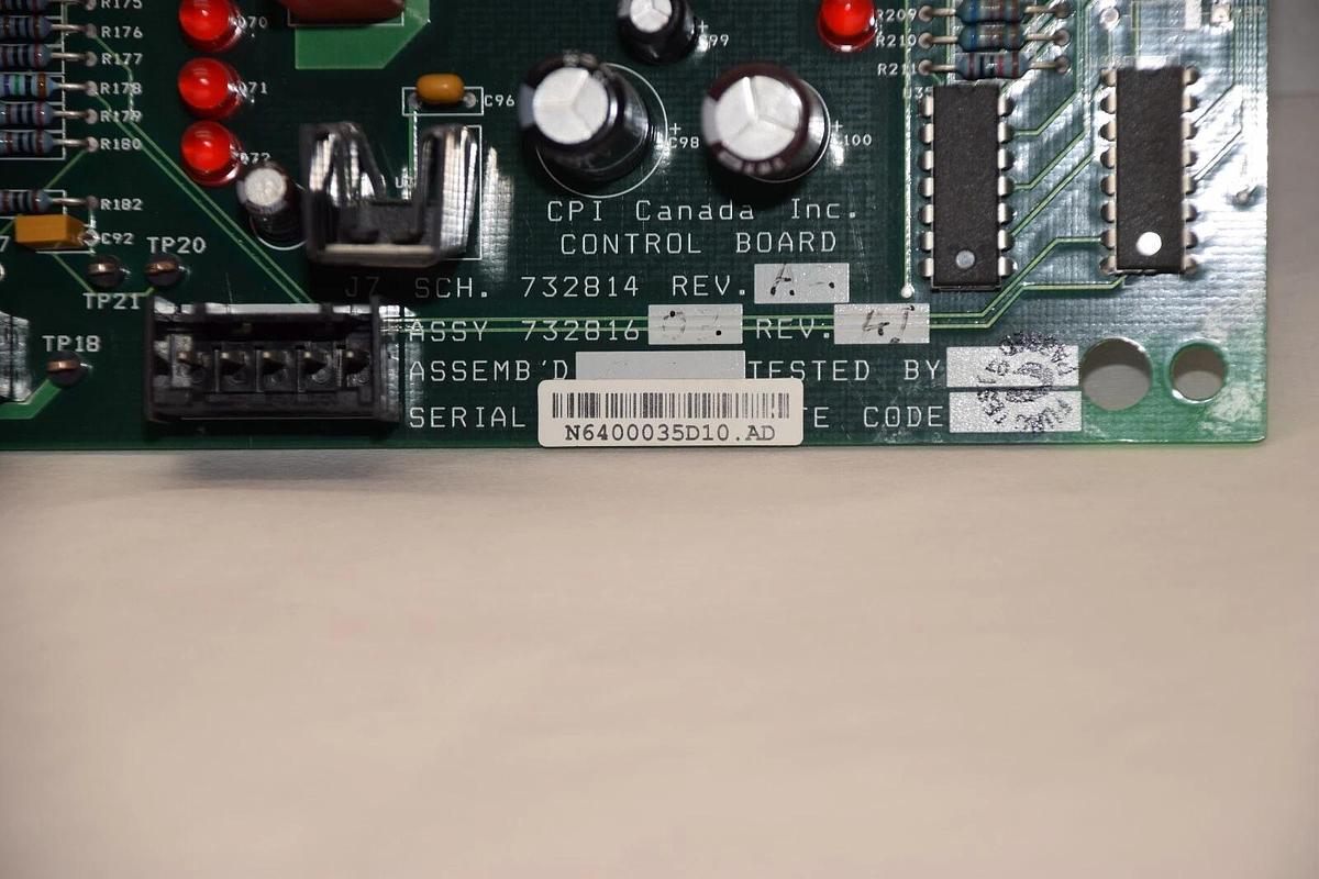 Used CPI CANADA INC 732814 Rev AF, 73281602 Rev AT Control Board Card