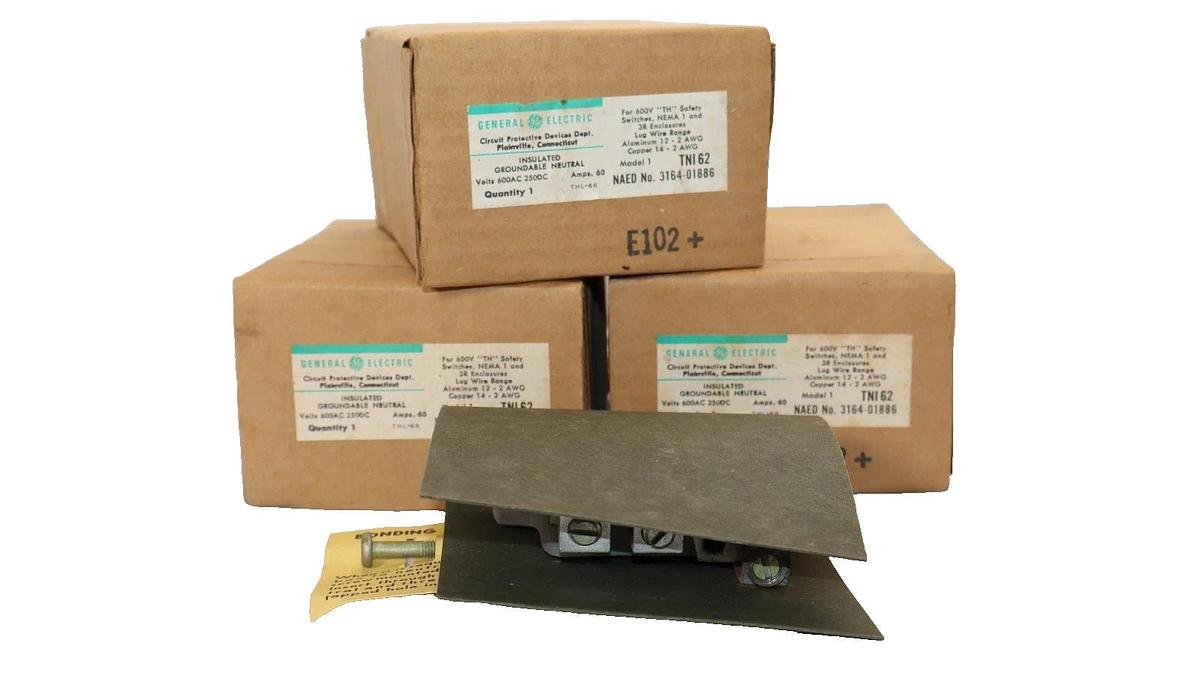 (Lot of 3) GE Insulated Groundable Neutral TNI62 600VAC 250DC 60Amp