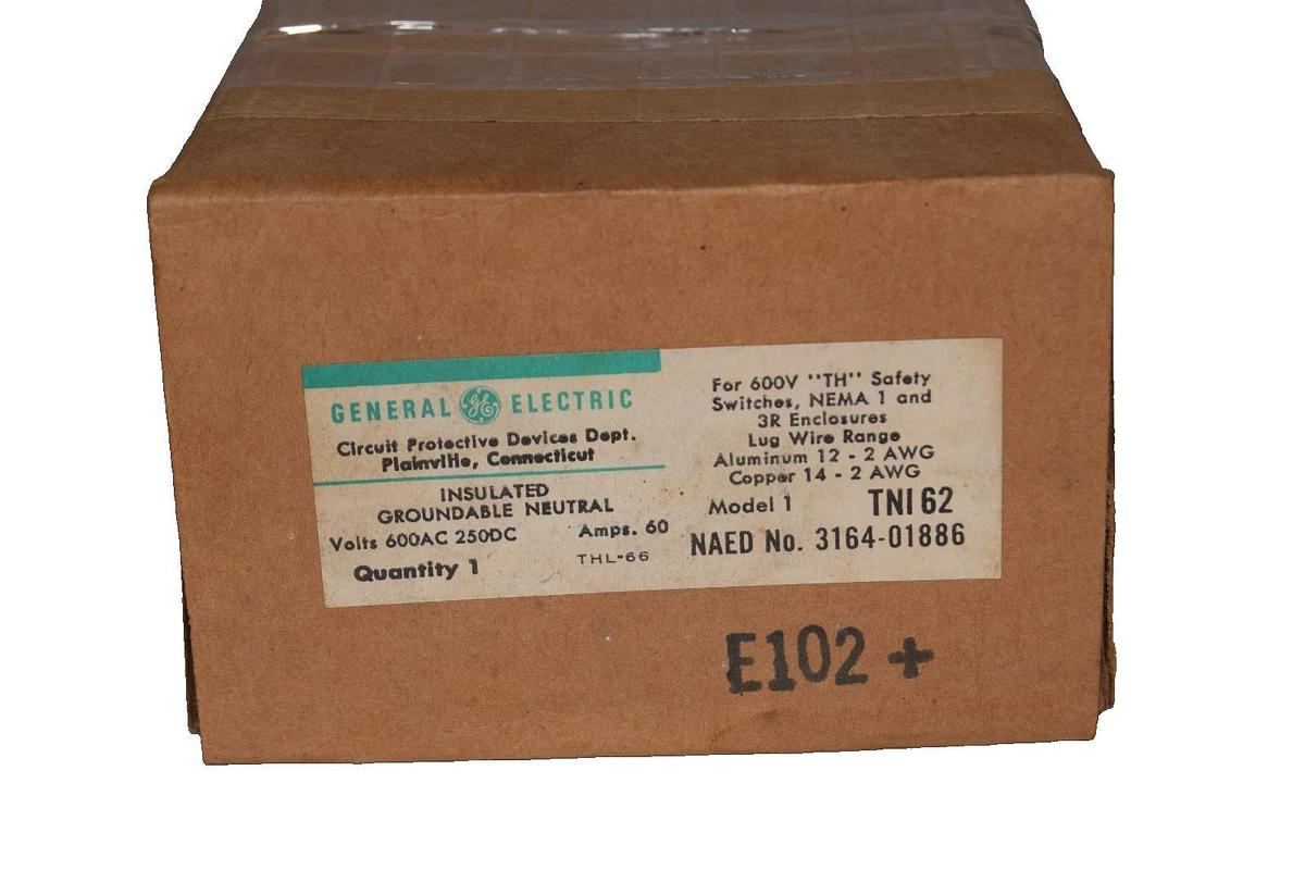 (Lot of 3) GE Insulated Groundable Neutral TNI62 600VAC 250DC 60Amp