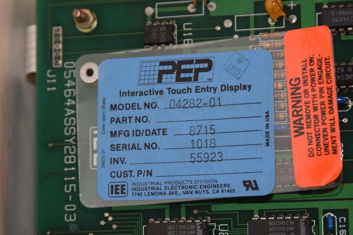 Used IEE 04282-01 Interactive Touch Entry Display