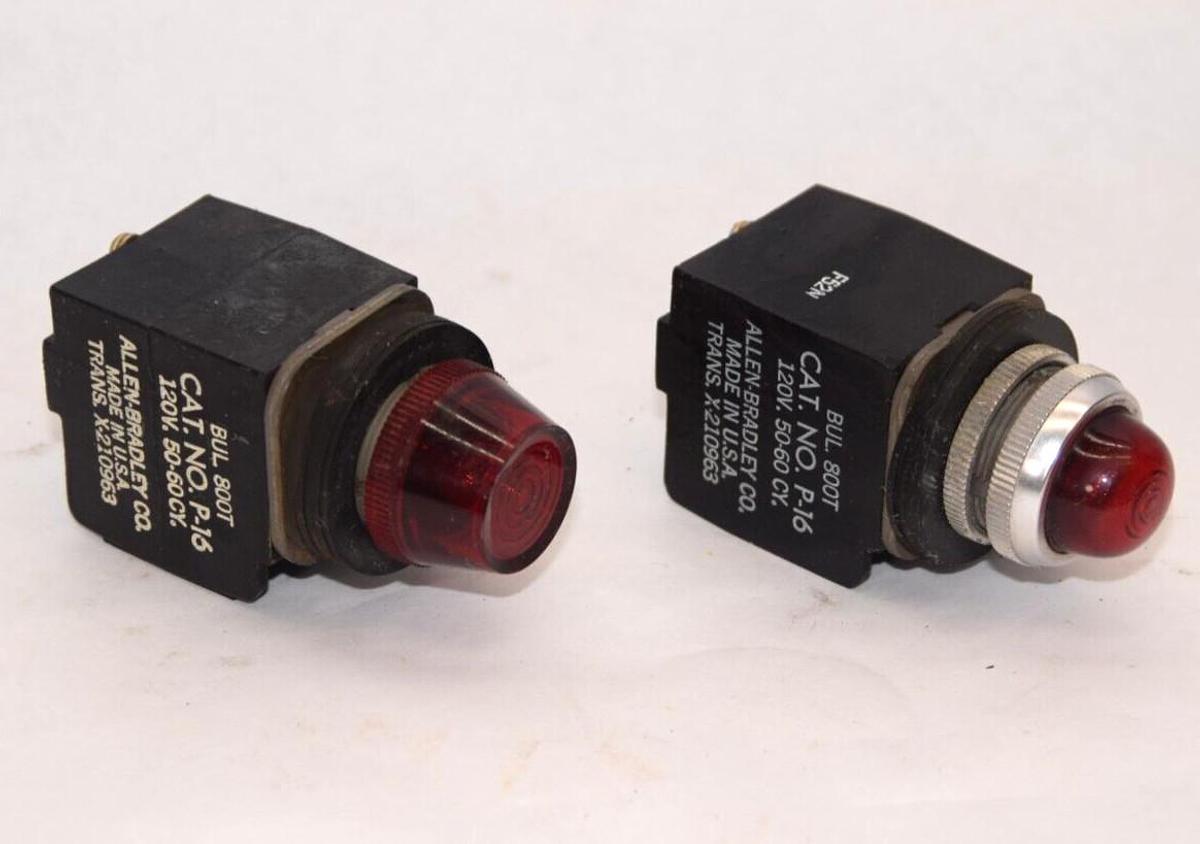 Used (Lot of 2) ALLEN BRADLEY P-16 800T 120V 50-60cy Red Indicator Light
