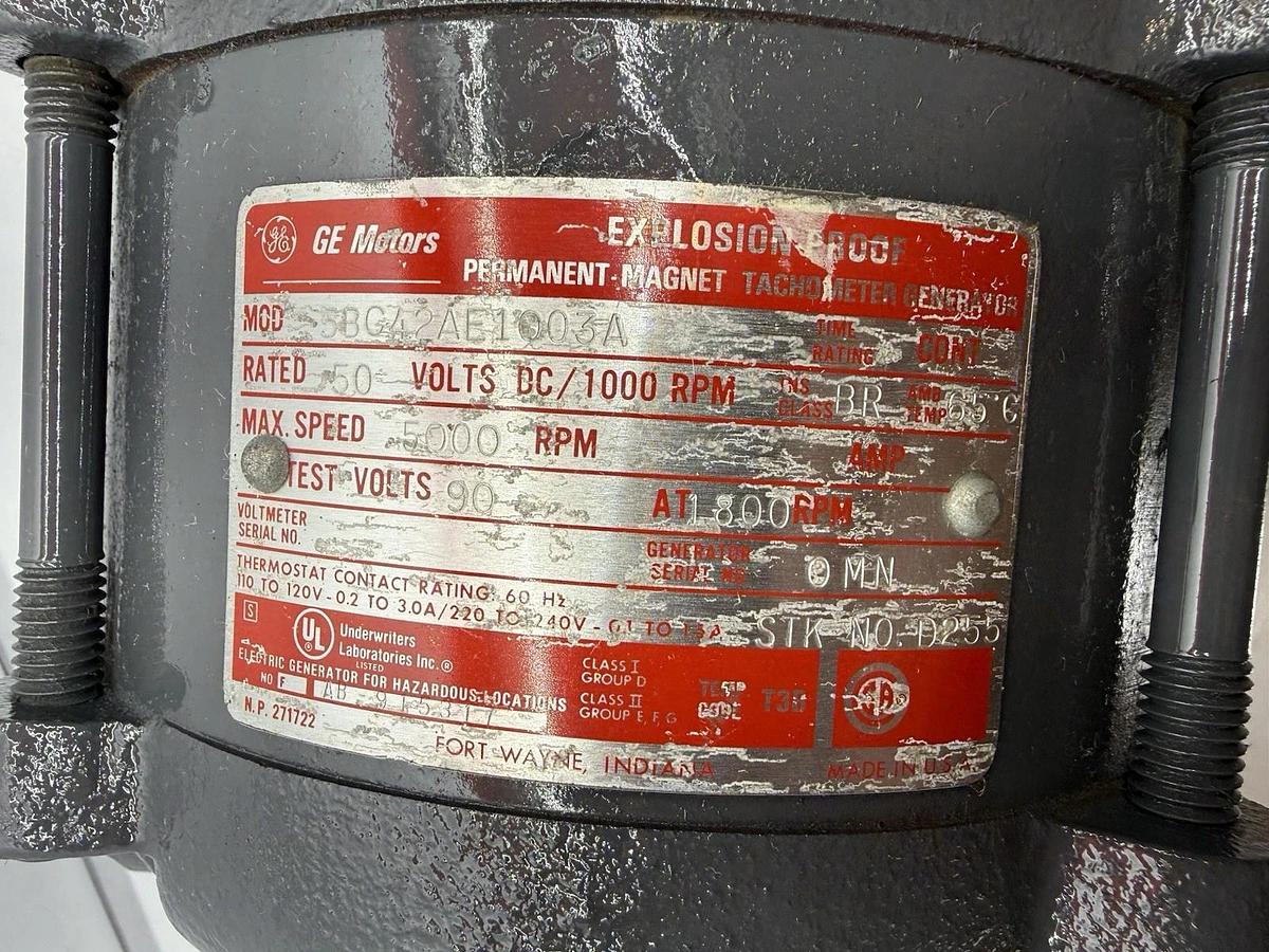 GE Motor 5BC42AE1003A Explosion Proof Permanent Magnet Tach Generator Tachometer