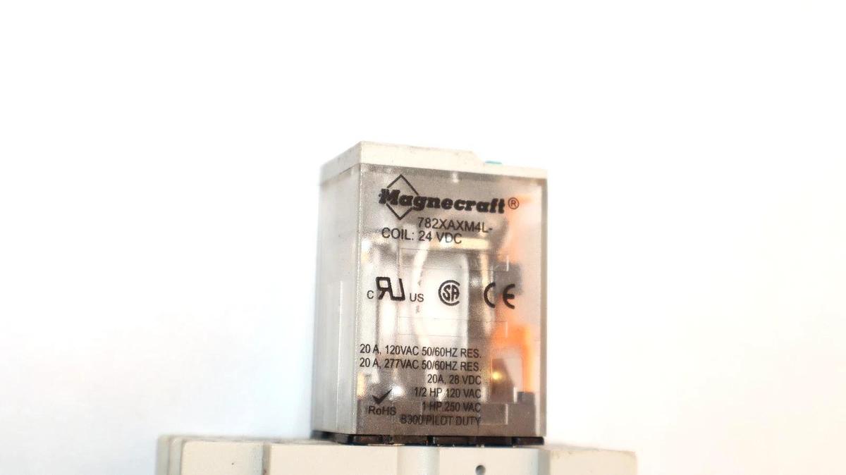 Used Magnecraft 782XAXM4L 24V Coil Relay With Base 70-782D8-1 (Lot of 2)