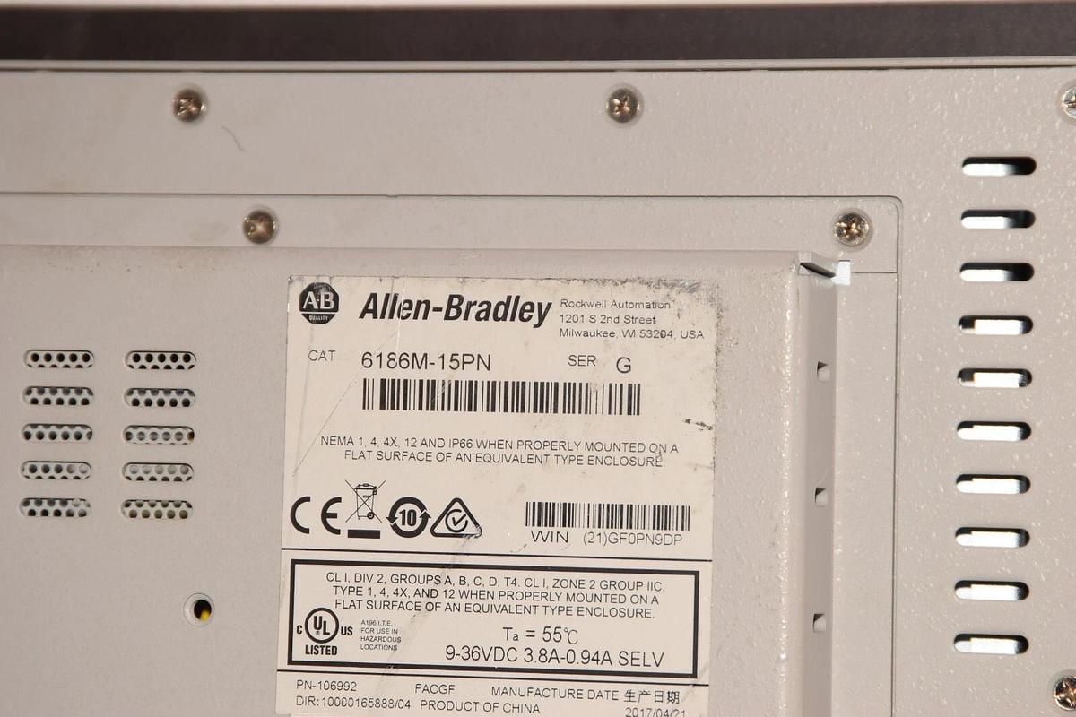 Used Allen Bradley Monitor Display Screen 6186M-15PN 6186M15PN 1500m Ser. G