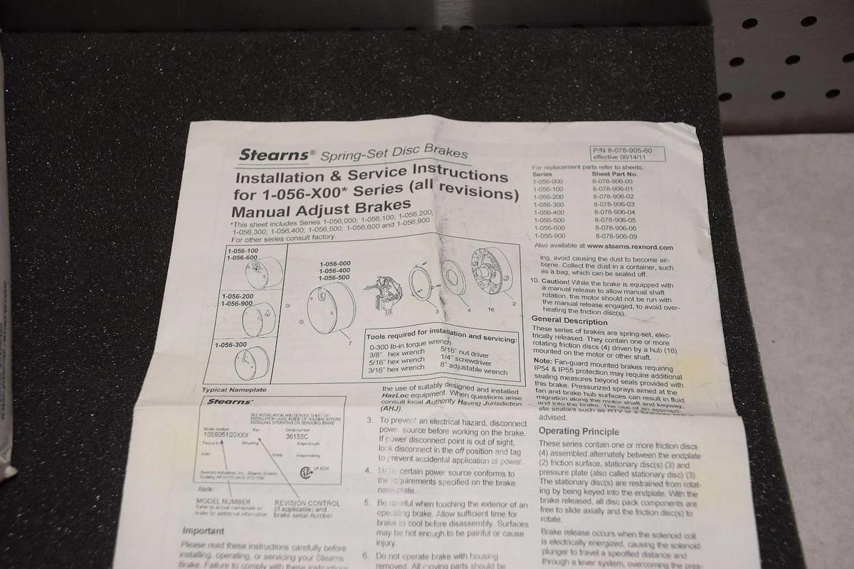 STEARNS Brake Clutch Assy 105602200BLF Rev B 380/460V (New)