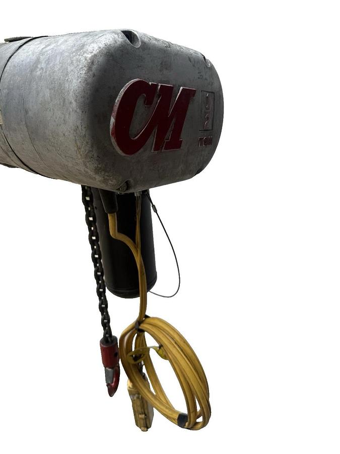 Used CM Lodestar Chain Hoist 1/2 Ton 1000lb Model J 20' chain 240V 480V 3ph 1hp 32fpm