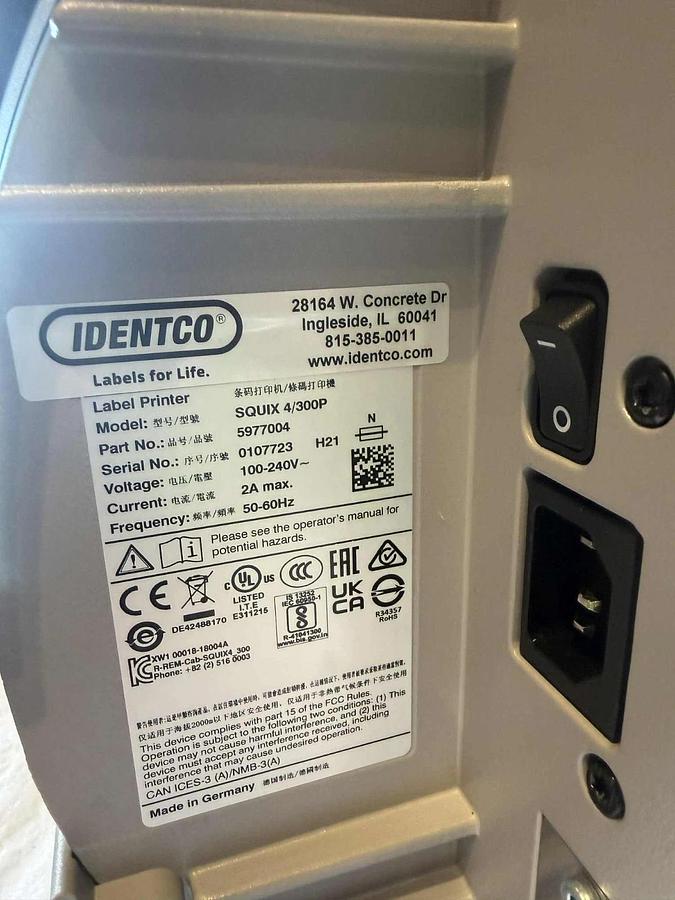 Identco Thermal Transfer Label Printer ELP-I-300PPLR ELP-I SQUIX 4/300P (NEW)
