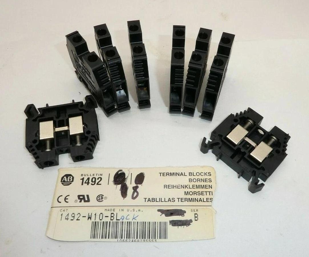 (NEW - Lot of 8) ALLEN BRADLEY 1492-W10-BLACK 1492-W10 Series B Terminal Block