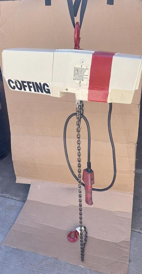 Used Coffing 1/2 Ton Electric Chain Hoist 1/2T 1000lb EC-10-16-1  115 / 230V 6' Lift