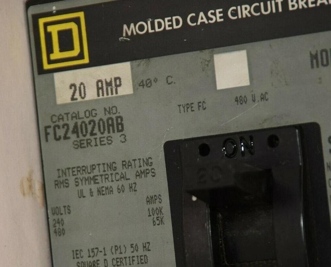 (NEW) SQUARE D FC24020AB 20A 20 Amp 20 A  Series 3 3P 480Vac Circuit Breaker