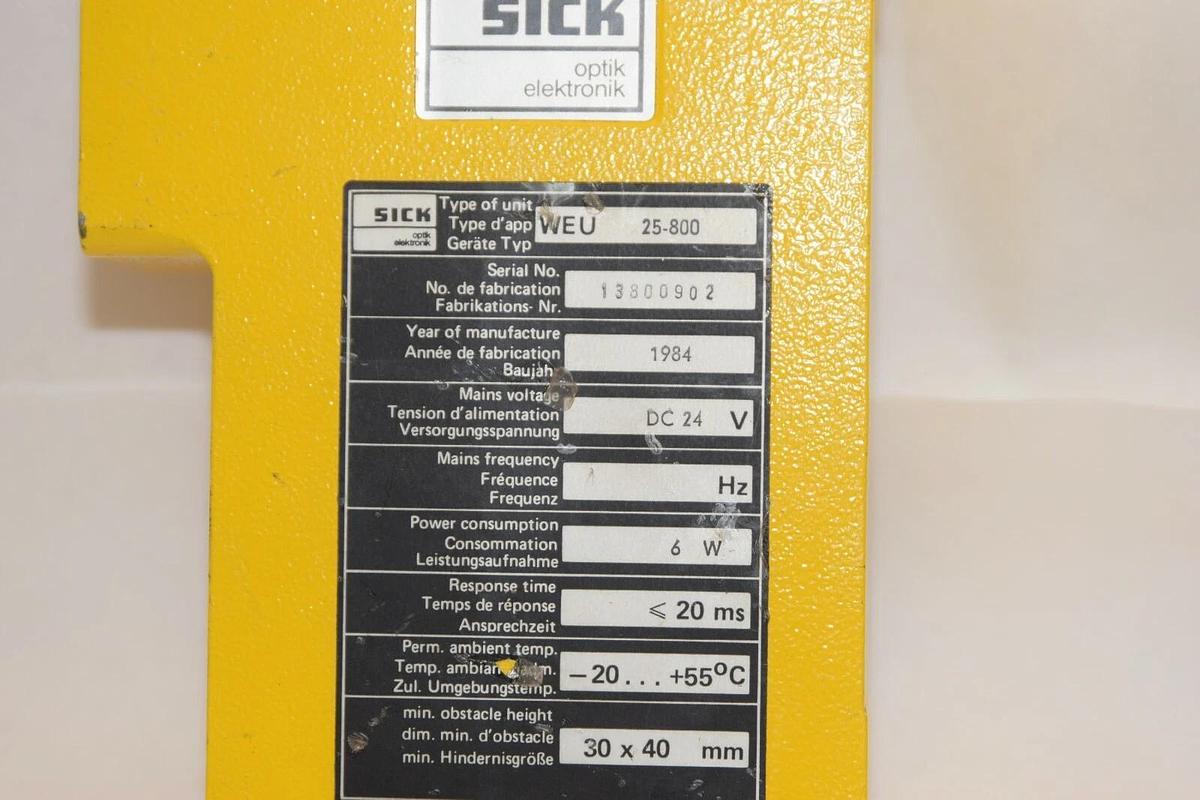 Used SICK Photoelectric Receiver  WEU 25-800 WEU25800 24Vdc 6W