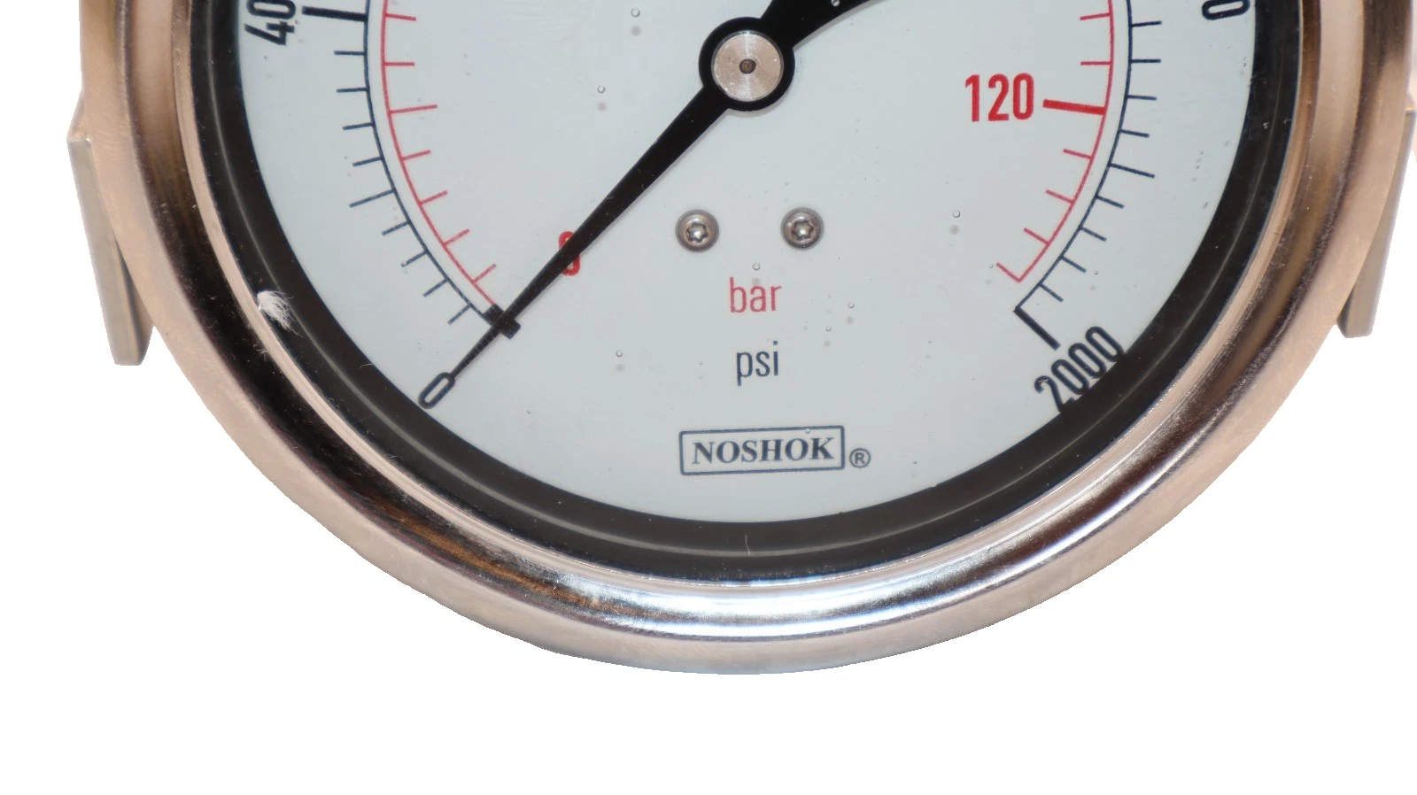 NOSHOK Gauge Back Connection 0-2000psi 1/4 NPT Liquid Filled 137.9 Bar (NEW)