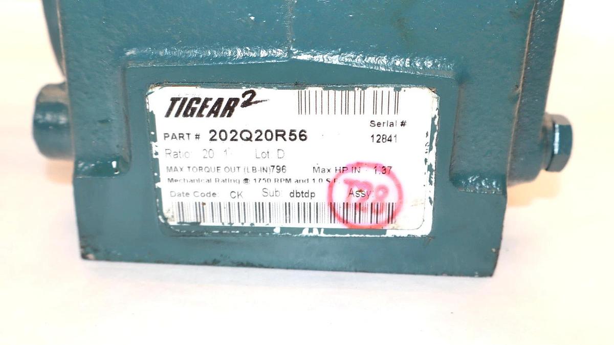 Refurbished Dodge Tigear 2 202Q20R56 20:1 Ratio 1" Shaft Gear Reducer