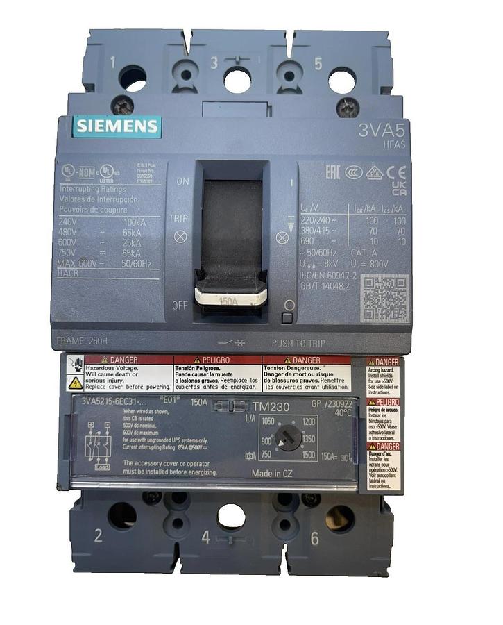 Siemens Circuit Breaker 3VA5215-6EC31-0AA0 3 pole 150 Amp 150a (NEW)