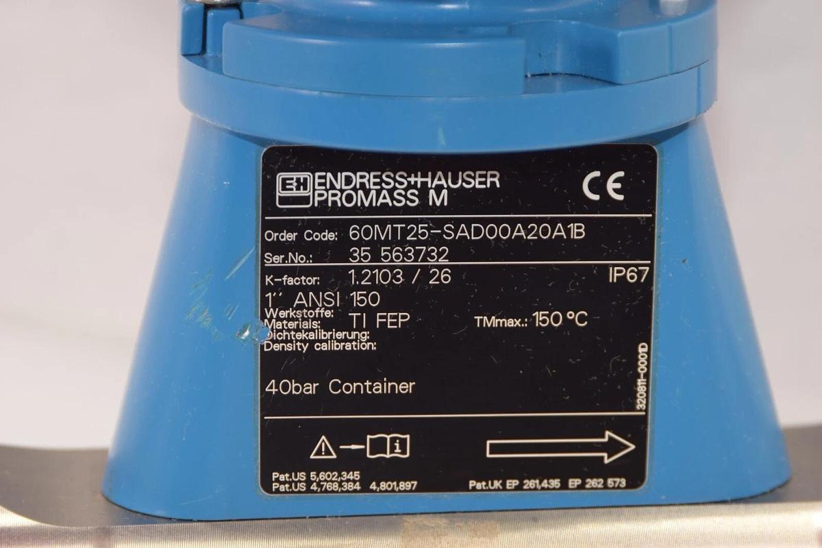 ENDRESS + HAUSER Promass M Mass Flowmeter Titanium 1" 60MT25-SAD00A20A1B (NEW)