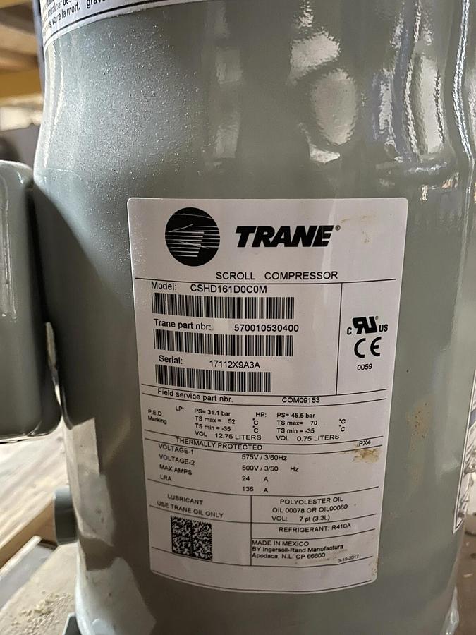 (New) TRANE R-410A HVAC Scroll Compressor CSHD161D0C0M 575V 3PH 570010530400
