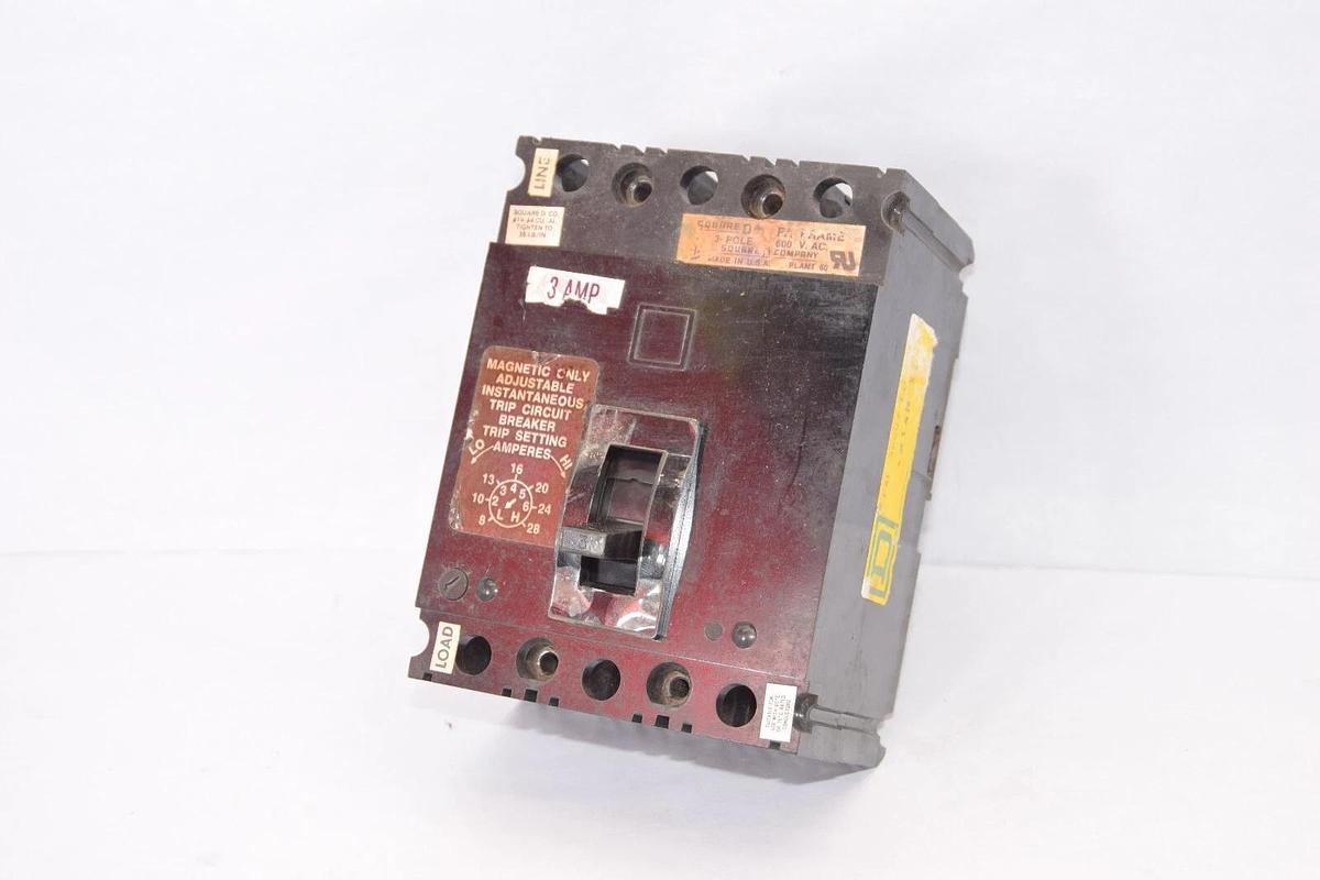 Used SQUARE D FAL 36003 FAL36003 3A Amp 3P 600V 11M Black Circuit Breaker