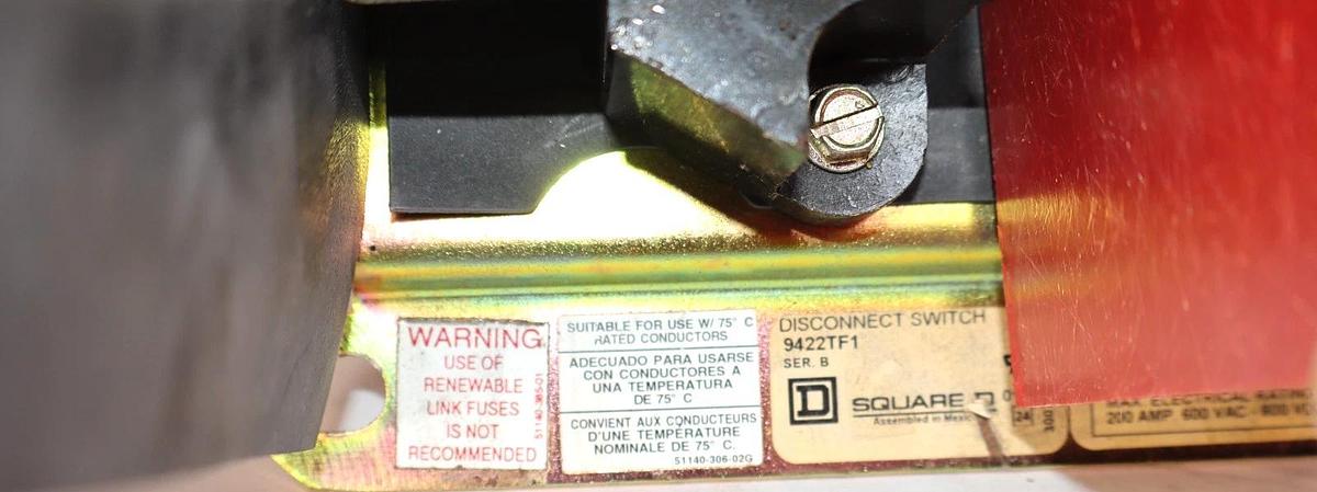 Used Square D Operating Switch Mechanism Disconnect 9422TF1 Ser B 200A 200Amp 600v