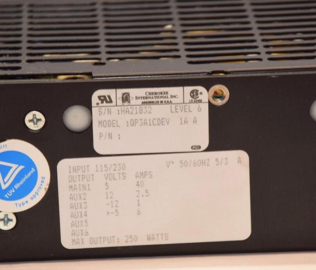 Used Cherokee International Power Supply Level 6 QP3A1CDEV  115/230v 250w 250 watts