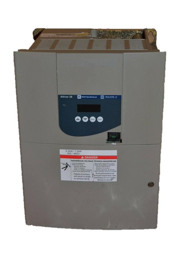 Used SQUARE D / SCHNEIDER ELECTRIC ATV28HU90N4U 7.5HP 460 VAC ALTIVAR 28 DRIVE