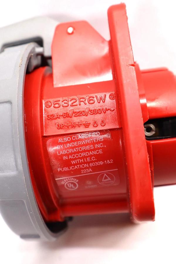 Hubbell Watertight Receptacle 532R6W 32A 220/380V , Red (NOS)