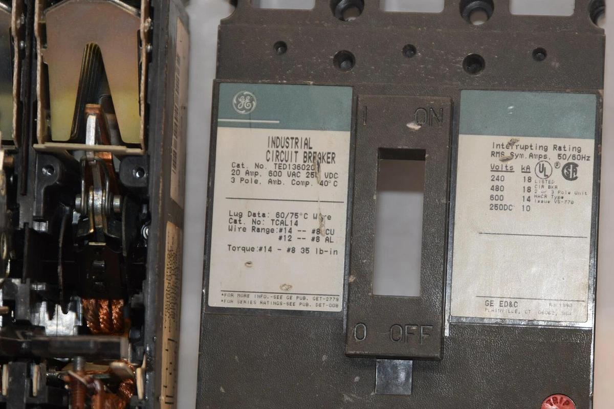 Refurbished GE GENERAL ELECTRIC TED136020 20A 20 Amp A 600Vac Circuit Breaker