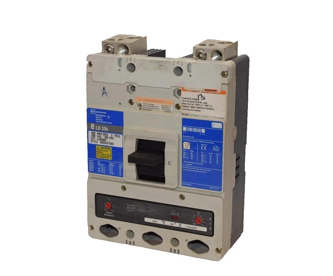 Used CUTLER HAMMER LD2600F , 6633C81G02 600A Amp 2P Circuit Breaker W/LT2600T Trip