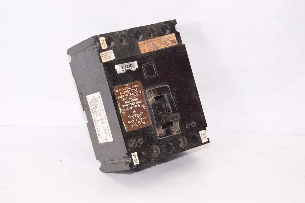 Used SQUARE D FAL 36003 FAL36003 3A Amp 3P 600V 11M Black Circuit Breaker