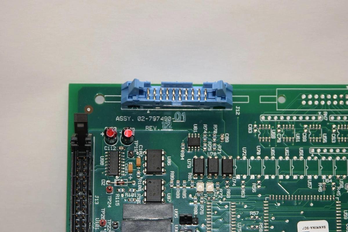 Used EMERSON / LIEBERT 02-797490-01 Rev 12 Circuit Board *Chipped Locking Tab*