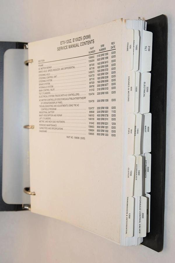 Used Hyster 1596596 Service Manual For Electric E70-120Z, E100ZS D098 E70 120Z repair