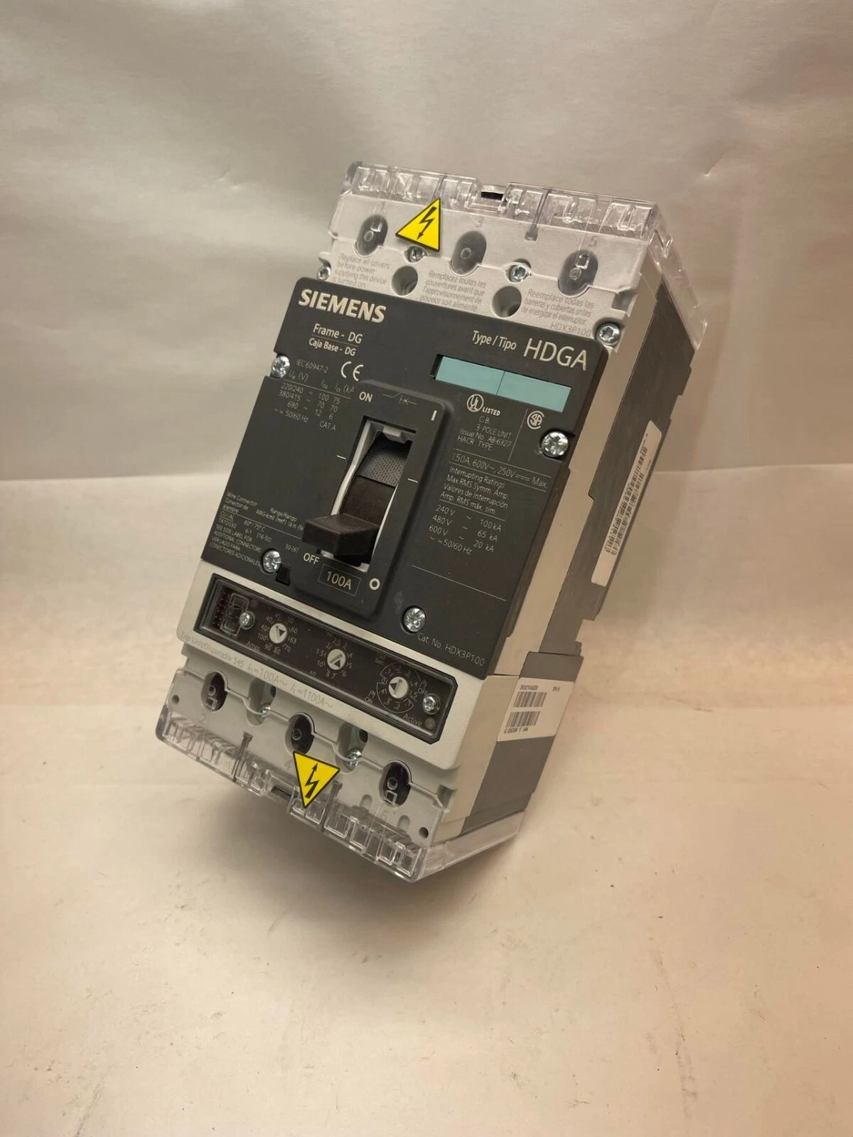 Used SIEMENS HDGA 3vl2110-2ge33-0aa0 CIRCUIT BREAKER 600V 100 Amp 100 A HDX3P100