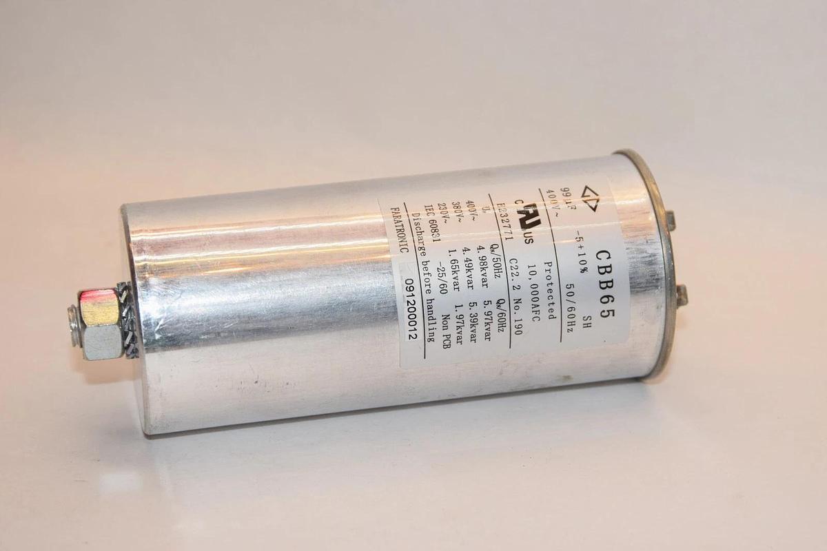 Used FARATRONIC CBB65 E232771 99uF -5+10% Capacitor