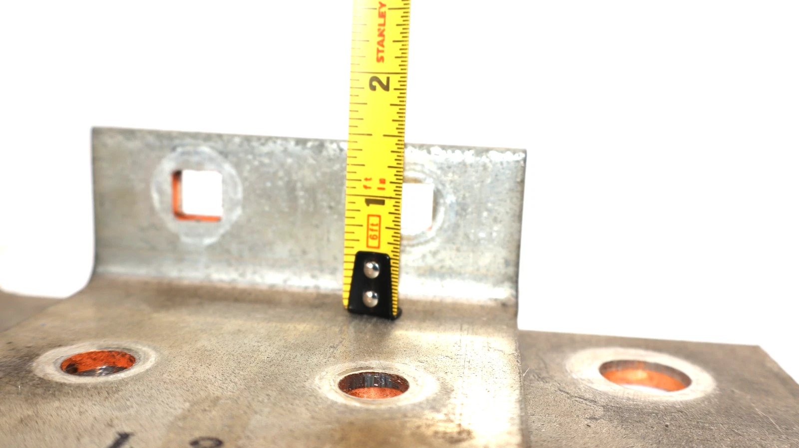 Used 7-1/2" x 4" x 1/4" x 1-1/2" L-Shaped Copper Buss Bar Plate Bracket (Lot of 3)
