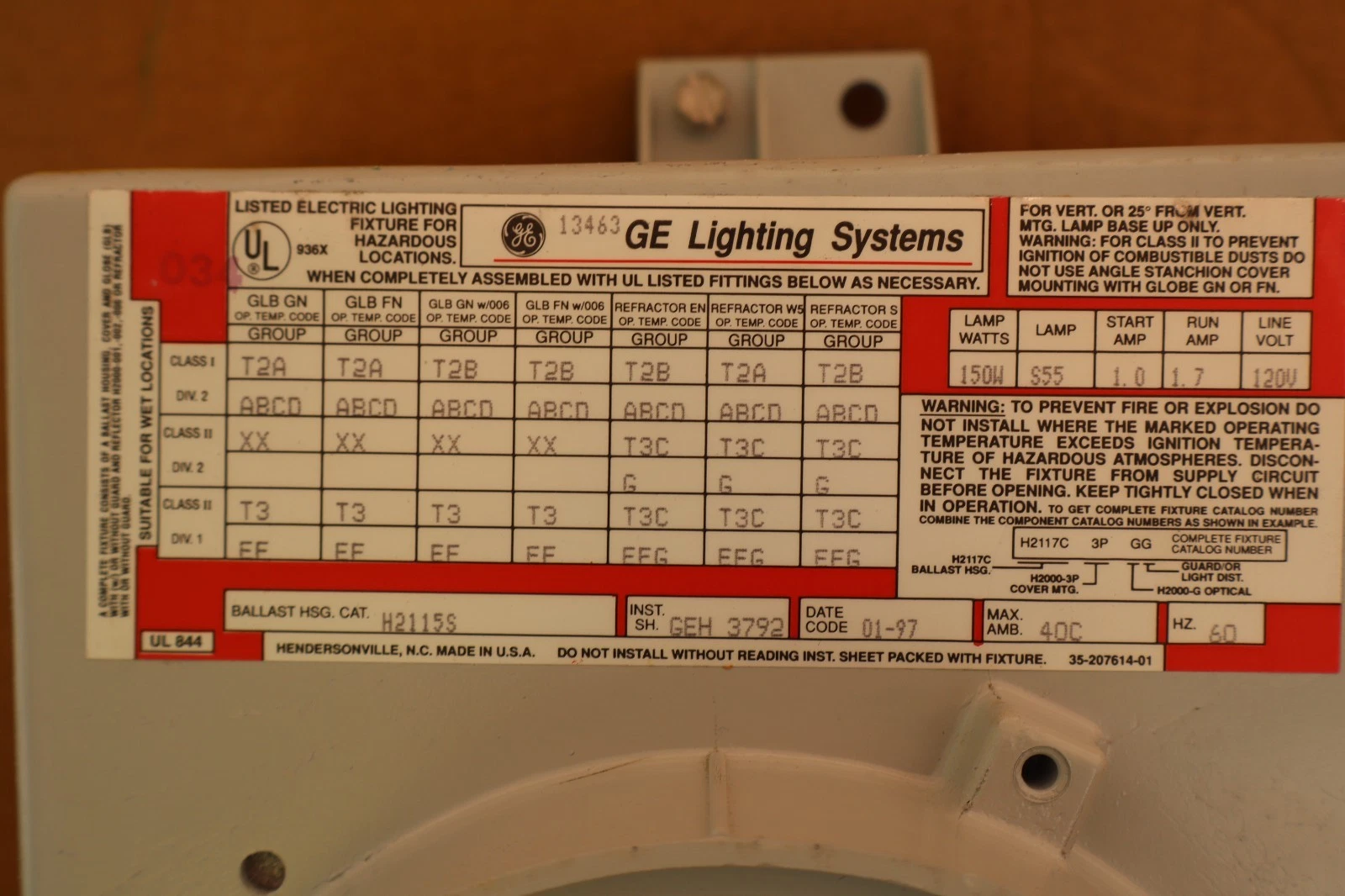 GE General Electric Filtrgard Ballast ASM H2115S 150W 120v (New)