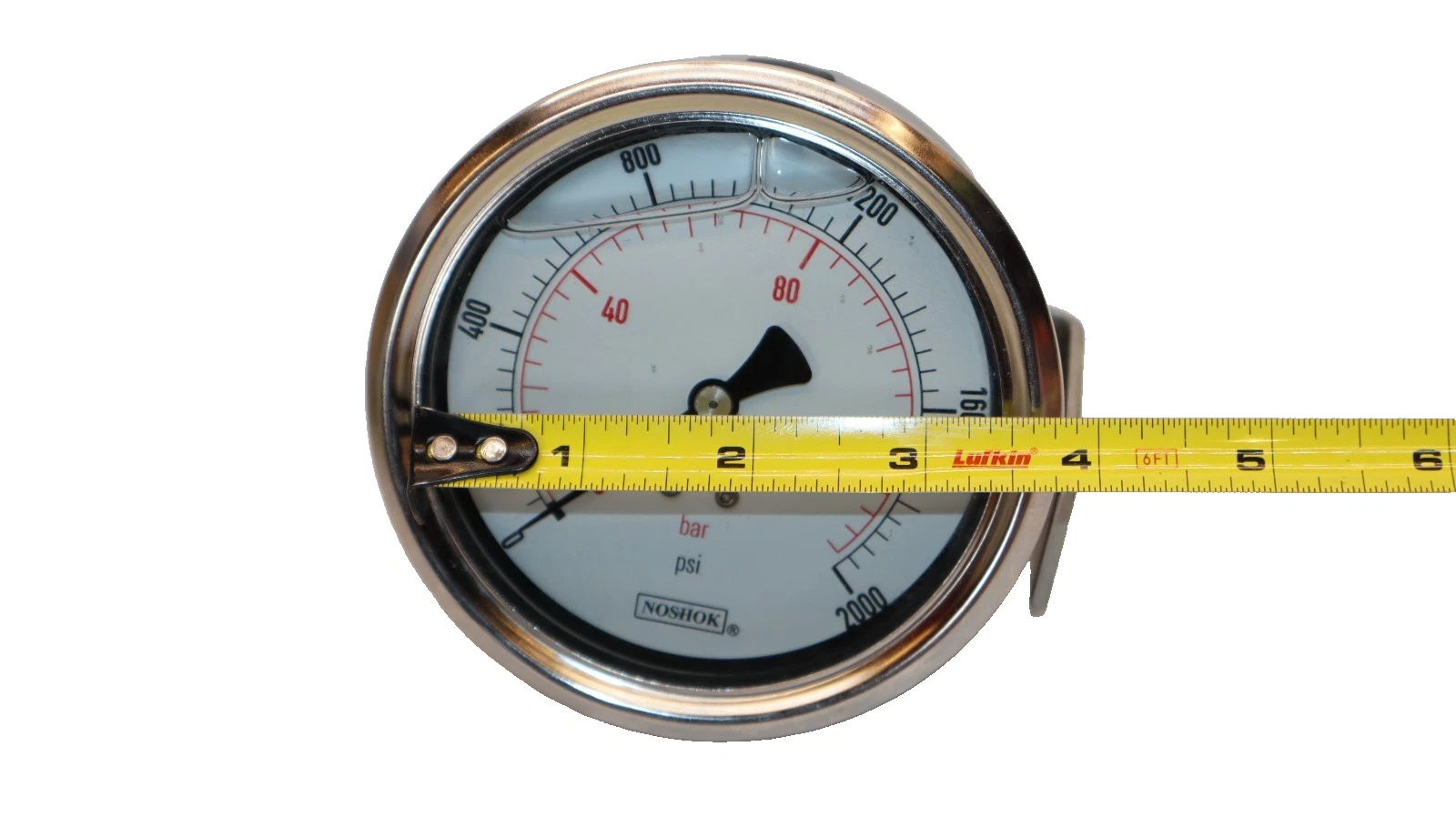 NOSHOK Gauge Back Connection 0-2000psi 1/4 NPT Liquid Filled 137.9 Bar (NEW)