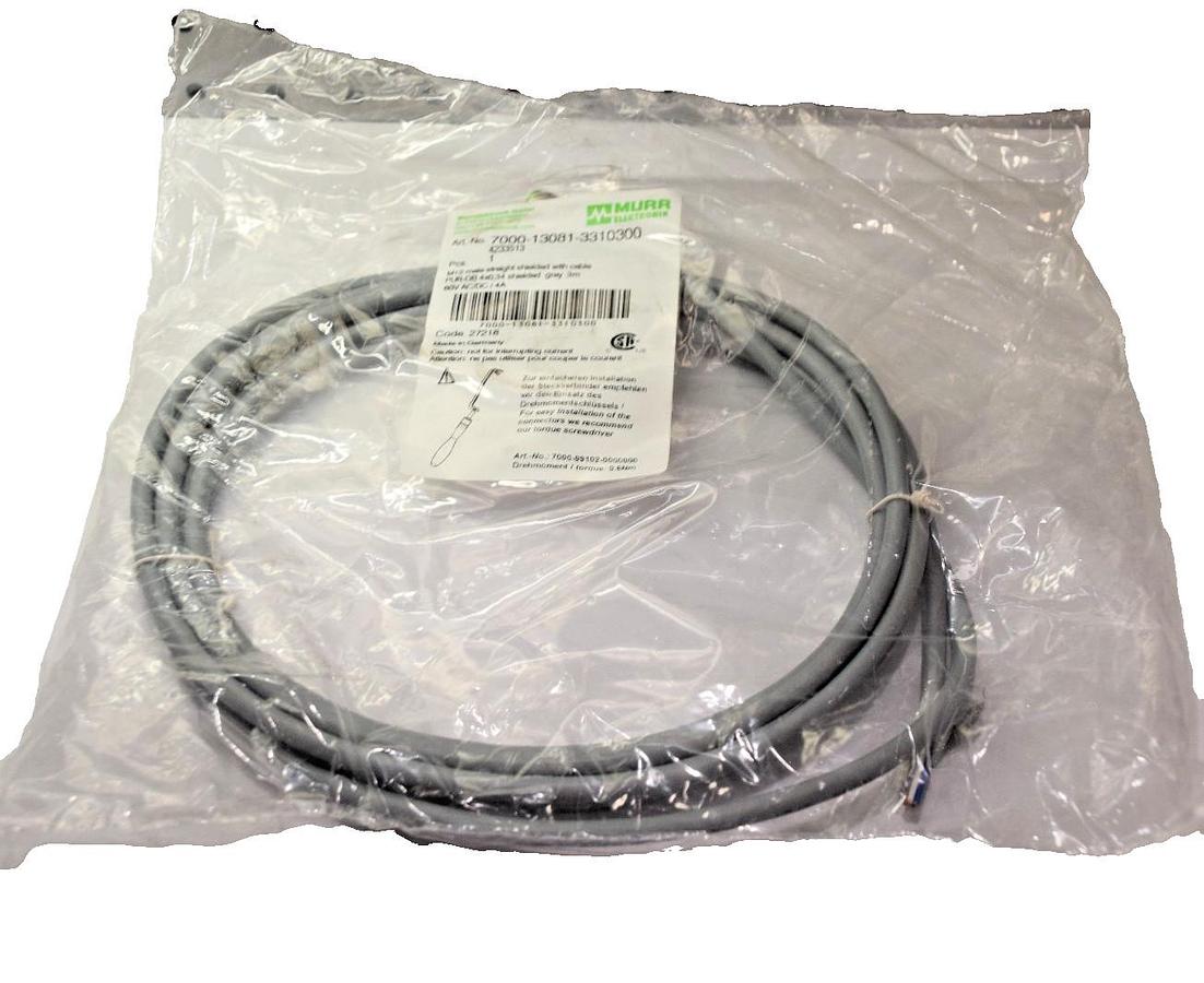 MURR ELEKTRONIK Cable 7000-13081-3310300 M12 MALE WITH PUR-OB 4X0,34 (New)