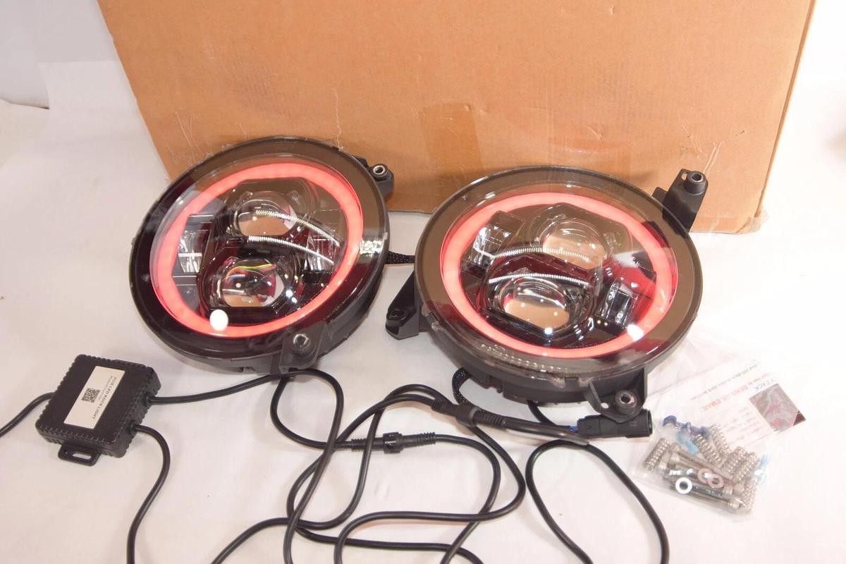 Used WOLUEN 9" RGB Halo LED Headlights A10HL901GBWL  2018 2023 Wrangler JL Headlight
