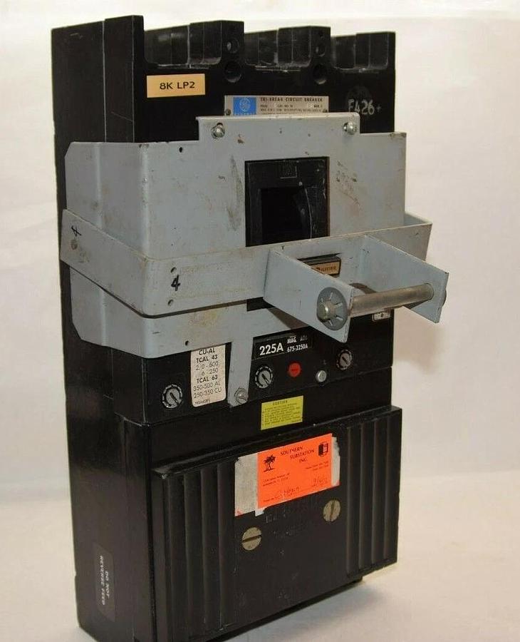 Used GE GENERAL ELECTRIC TB43F TB 43F 225A 675-2250A Adj 3P Tri-Break Breaker