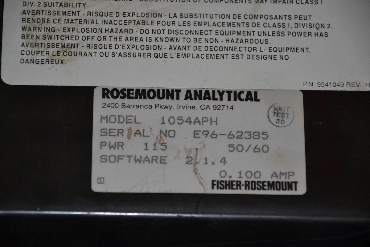 ROSEMOUNT ANALYTICAL PH ANALYZER 1054 A 1054APH 1054A