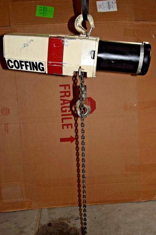 Used Coffing 1/2 Ton Electric Chain Hoist ED10324 15 FT Lift 460v 3ph 1/2T 1000lb
