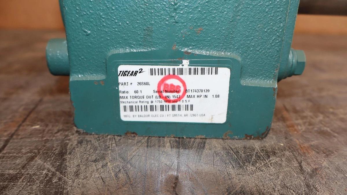 Baldor Dodge Tigear2 Gear Box Speed Reducer 26S60L  60:1 Ratio  1750rpm (New)