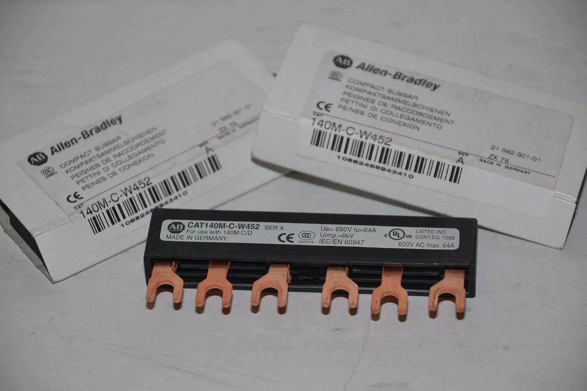 (Lot of 2) ALLEN BRADLEY Compact Busbar 140M-C-W452  140MCW452 Ser. A NEW