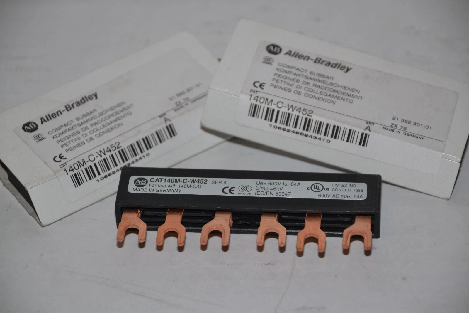 (Lot of 2) ALLEN BRADLEY Compact Busbar 140M-C-W452 140MCW452 Ser. A NEW
