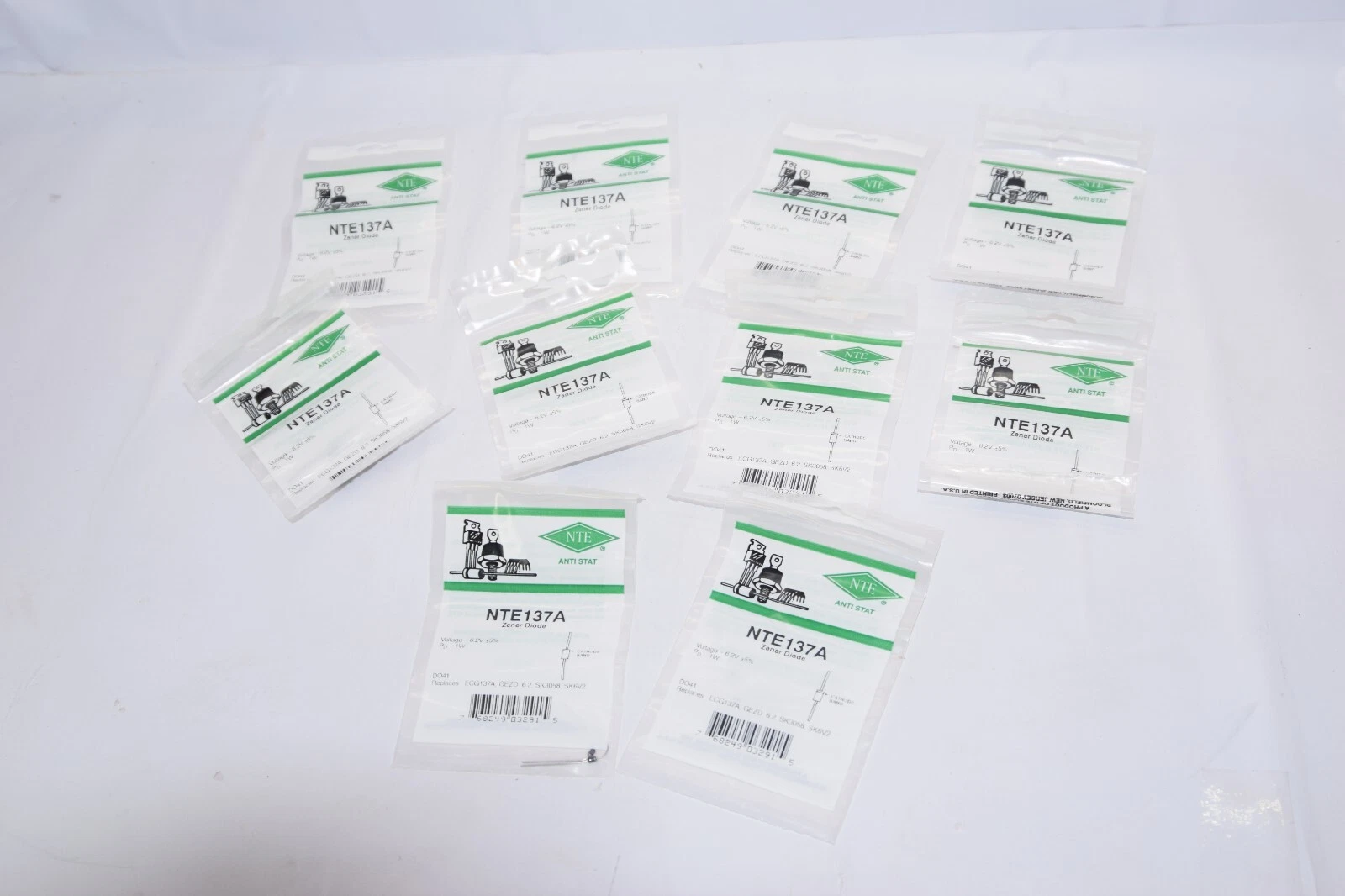 (NEW - Lot 10 pk) NTE NTE137A 1 Watt 6.2V 5% DO-41  Zener Diode