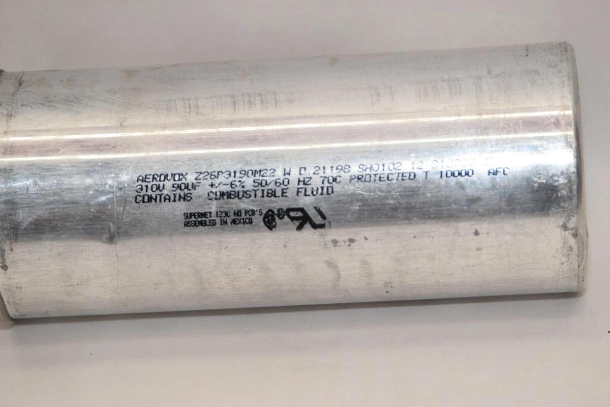 Used Aerovox Z26P3190M22 12-810097-00 90uF 310V +/-6% 50/60Hz Capacitor